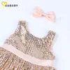 0-5Y Born Baby Kid Girls Dress Ball Suknia 1st Party Urodziny Suknie Dla Cekiny Big Bow Koronki Kostiumy 210515