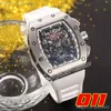 2022 A21J Mens Automático Assista Caixa De Aço Skeleton Dial Big Data Laranja Cinta de borracha 7 estilos Relógios de esportes Puretime01 011d4