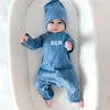 on s high quality Baby jumpsuits Clothes Spring Autumn 3Pcs 100 Cotton Long Sleeves HatBibsRomper Newborn Jumpsuit Sets2247400