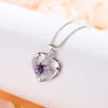 925 Sterling Silver Chain Necklaces Luxury Purple/blue/white Crystal CZ Heart Pendant Choker Necklace For Women Wedding Jewelry Gifts WA169