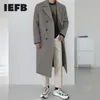 IEFBウールのコートメンズ韓国のファッションの膝の上の長さ冬の肥厚緩い二重胸暖かいコート9y4486 211122