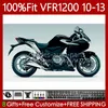 Injection Fairings For HONDA VFR1200F Crosstourer VFR 1200 RR CC F X VFR1200 10 11 12 13 76No.49 Flat Black VFR1200RR VFR-1200 2010 2011 2012 2013 VFR1200X 10-13 Body