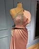 Snygg Satin Mermaid Prom Klänningar Beaded Crystals One Shoulder Evening Dress Arabic Formal Andra Mottagning Party Gowns Robe de Mariée