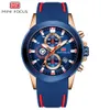 Minifocus Chronograph Męskie Zegarki Marka Luksusowe Dorywczo Sportowe Data Kwarc Silikonowe Zegarki Wodoodporne Męskie Wrist Watch Man X0625