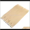 Color 1 60 In Human Invisible Remy 100G40Pieces Brazilian Double Sides Adhesive V20Iv Skin Weft Extension 6Dsrx