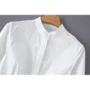 Col montant plissé à manches longues pour femmes européennes et américaines chemise blanche vêtements pour femmes 210615