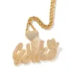 Hip Hop Iced Out Jewelry Cuban Link Diamond Letra Collar Personalizado Mujer Joyería