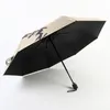 Kvinnor man regn paraply tecknad katt rolig design solig paraplyer tre vikande pojkar och flickor personlighet