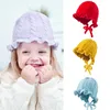 Solid Crochet Knitted Bow Baby Winter Hat Turban Infant Toddler Newborn Baby Cap Beanie Headwraps for Baby Girls 0-4Yrs