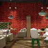 Tapety Nostalgiczne 3D trójwymiarowy Symulacja Cegła Wzór Red Wallpaper Cafe Bar Restaurant