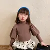 작은 어린이 소녀 탑 블랭크 퍼프 슬리브 티셔츠 디자이너 패션 어린이 패션 탁월