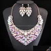 Earrings & Necklace Jewelry Sets Women Crystal Set Gold Color Fashion Earring African Costume Nigerian Wedding Aessories Bridal Drop Deliver