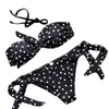 Kvinnors badkläder Kvinnor Maio Feminino Praia Kvinnor Sexig bikini Set Maillot de Bain Dot Printed Push-Up Padded Bow Swimsuit Beachwear