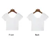 Damska koszulka 2022 Lato Kobiety T Koszulka Z Krótkim Rękawem O-Neck Casual Bawełna Czysta Kolor Czarny Biały Moda Topy Tees Kobiet Panie Crop Top