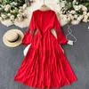 Bohemian Women Vintage Dress Floral Embroidery Summer V-neck Full Sleeve A-line Casual Female Long Maxi Vestidos 210603