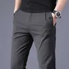 Automne hommes affaires Slim pantalons décontractés mode Style classique élasticité pantalon mâle marque gris bleu marine noir 210707