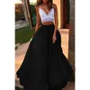 Mousseline de soie longue jupe élégante couleur unie été automne femmes taille haute Double a-ligne Boho Style plage Maxi s Saias 210619