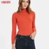 Tangada Jesień Zima Kobiety Solidna Turtleneck Knit Plays Uruchamiane Długie Rękaw Pajaciki Damskie Casual Chic Jumpsy LK08 210609