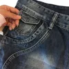 Mężczyźni Cargo Jean Spodnie Casual Bermuda Homme Męski Moda Myted Denim Spodnie Dżinsy Spodenki Duże Kieszeni Przycięte Mężczyzna 150302 210716