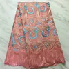 5Yards PC Oranje Modieuze Bloem Patroon Borduren Afrikaanse Katoen Stof Zwitserse Voile Droge Kant Voor Feestjurk PL12833301I