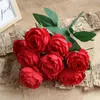 Couronnes de fleurs décoratives en soie artificielle, 10 têtes de roses, beau bouquet de fleurs, pour la maison, le jardin, le bureau, la table de mariage bordeaux