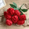 Couronnes de fleurs décoratives en soie artificielle, 10 têtes de roses, beau bouquet de fleurs, pour la maison, le jardin, le bureau, la table de mariage bordeaux