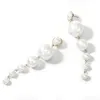 Elegant skapade stora simulerade pärla långa örhängen pärlor sträng uttalande dangle örhänge för bröllopsfestgåva