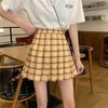 Moda Kawaii Yaz Kadın Etekler Yüksek Bel Sevimli Tatlı Kızın Pileli Etek Kore Tarzı Mini 210519