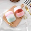 Cukierki Kolor Prawdziwy Rex Królik Keychain Lody Popsicle Klucz Pierścień Pompon Kreatywna Fur Ball Torba Wisiorek