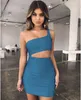 Women Designers Clothes 2021 spring and summer new one shoulder women's sexy nightclub hip dress 11 color