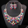 Earrings & Necklace Jewelry Sets Women Crystal Set Gold Color Fashion Earring African Costume Nigerian Wedding Aessories Bridal Drop Deliver