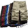 Cargo Shorts Hommes Summer Army Militaire Tactique Homme Casual Solide Multi-Poche Mâle Plus Taille 210629