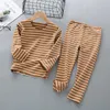 Primavera outono outono inverno meninos meninas pijamas de algodão sleepwear quente engrossar miúdos crianças crianças auto-aquecimento sem costura 210908