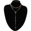 Femmes Rosarios Catolicos Para or noir ton acier inoxydable 8mm béni chapelet perles chaîne mode pull collier chaînes