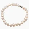 Charm armband charms armband för kvinnor naturligt sötvatten pärlband magnet lås vita pärlor pärlor handledsmycken 7.5 tum a759 melv2