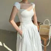 Korejpaa Women Dress Sets Korea Chic Elegant Sexy Slim Knit Sweater and High Waist and Long Skirt Trouser White Skirt Suit 210526