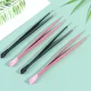 Stainless Steel Silicone Embossed Stick Pressing Straight Head Tweezers Rhinestones Sticker Picker 2 Heads Nail Art Tools