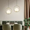 Lampade a sospensione a LED con sfera di vetro nordica Soggiorno Cucina Ristorante scala hotel decorazioni a spirale Lampada a sospensione ad anello in ottone/nero