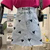 LY VAREY LIN Summer Women High Waist Denim Skirts Casual Embroidery Button Light Blue Jeans Sweet Slim Pockets Skirt 210526