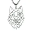 Stainless Steel Hollow Wolf Head Necklace Punk Charm Animal Pendant Torque Special Gift For Man Jewelry Fashion Necklace