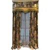 Curtain Set European Luxury Curtains With Valance For Living Room Bronzing Blue Ready Made & Drapes