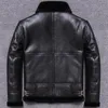 Mäns Läder Faux Mäns Vinter Äkta Jacka Män Korta Sheepskin Coat Shearling Real Wool Lining Jackor Veste Cuir Homme U802