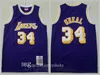 Mens 1996 Mitchell and Ness33 Kareem Abdul Jabbar Jersey 32 Johnson 34 Shaquille ONeal O Neal 44 Jerry West Yellow Purple Blue Throwback Vintage