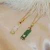 Green Jade Knot in acciaio in acciaio collana femmina moda ricca bambù clavicola catena semplice stile etnico gioielli stile