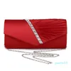 Designer-dames geplooide kristal-bezaaide satijn handtas avondtas clutch bag portemonnees