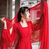 YOSIMI Floor-Length Red Chiffon Long Women Dress Summer V-neck Sleeve Fit and Flare Evening Party Elegant 210604