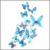 Decoração de parede adesivos de jardinwall 12pcs/lote 3d PVC Magnet Butterflies adesivo decoração de casa decoração de quarto de borboleta 1vx7 entrega de gota 20