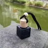 Bouteilles de parfum de voiture carrées noires de 8 ml | Bouteille en verre vide avec bouchon à vis en bois et corde de suspension pour décorations Air ZC675