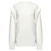 Biuro Lady Elegancki Casual Styl White Women Sweter Słodki Motyl Rękaw Ruffles Solidne Proste Zimowe Ubrania Kobiety 210806