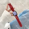 Moda Designer Pasek do Apple Watchband 41mm 42mm 38mm 40mm 44mm 45mm Iwatch 2 3 4 5 6 7 SE Watchband Skórzany Bransoletka Stripes Watch Band Watchbands